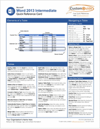 Microsoft Word 2013 Intermediate - Quick Reference Card