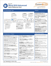 Microsoft Word 2016 Advanced - Quick Reference Card