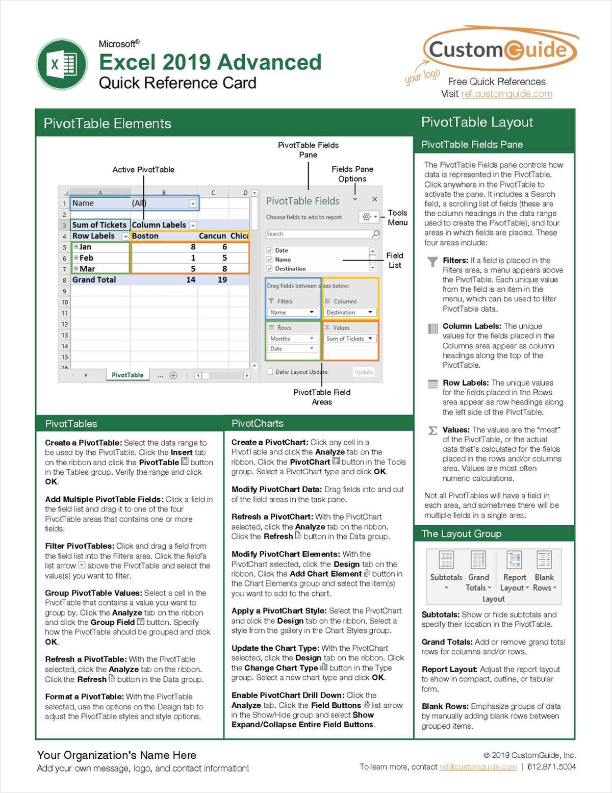 Microsoft Excel 2019 Advanced Quick Reference Guide Free Customguide Tips And Tricks Guide 3304