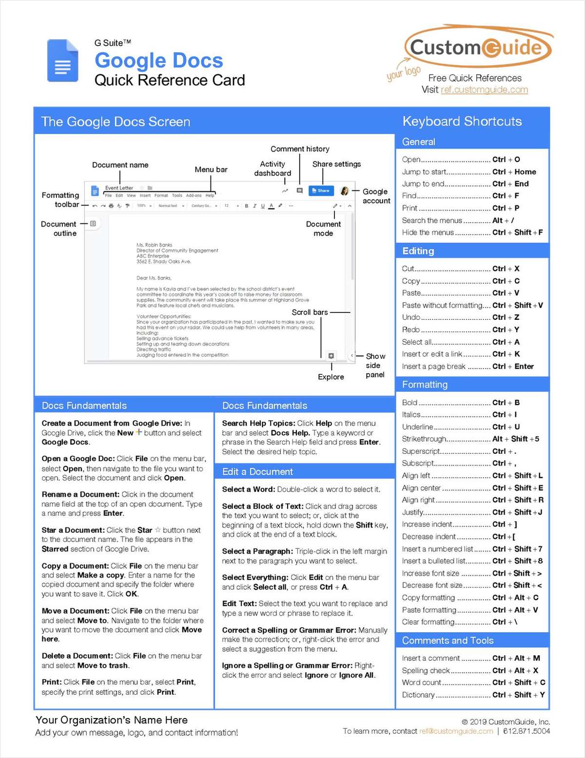 Google Docs Quick Reference Guide Free Tips And Tricks Guide