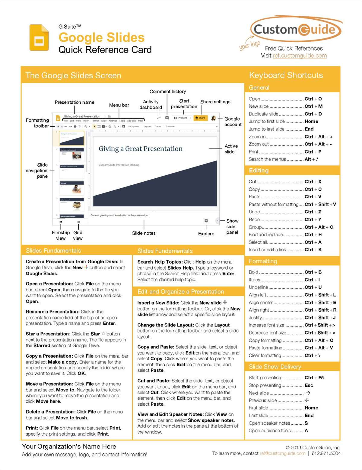 Google Slides - Quick Reference Card