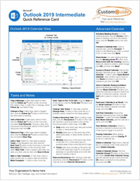 Microsoft Outlook 2019 Intermediate - Quick Reference Card