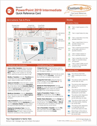Microsoft PowerPoint 2019 Intermediate - Quick Reference Card