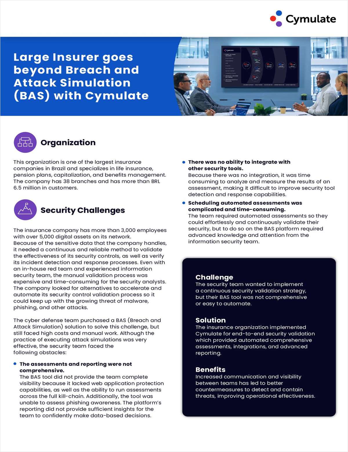Large Insurer goes beyond Breach and Attack Simulation (BAS) with Cymulate