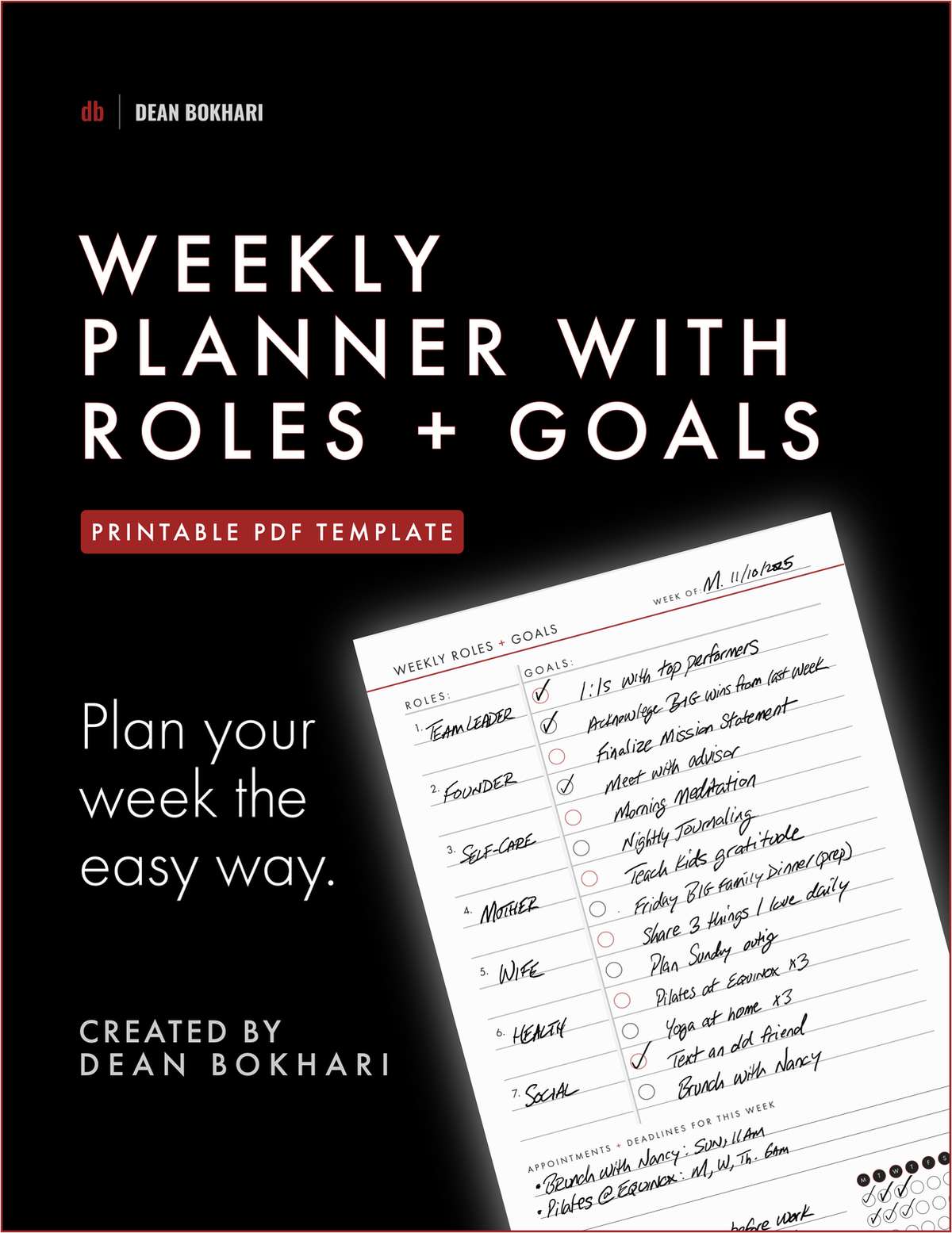 Weekly Planner with Roles + Goals