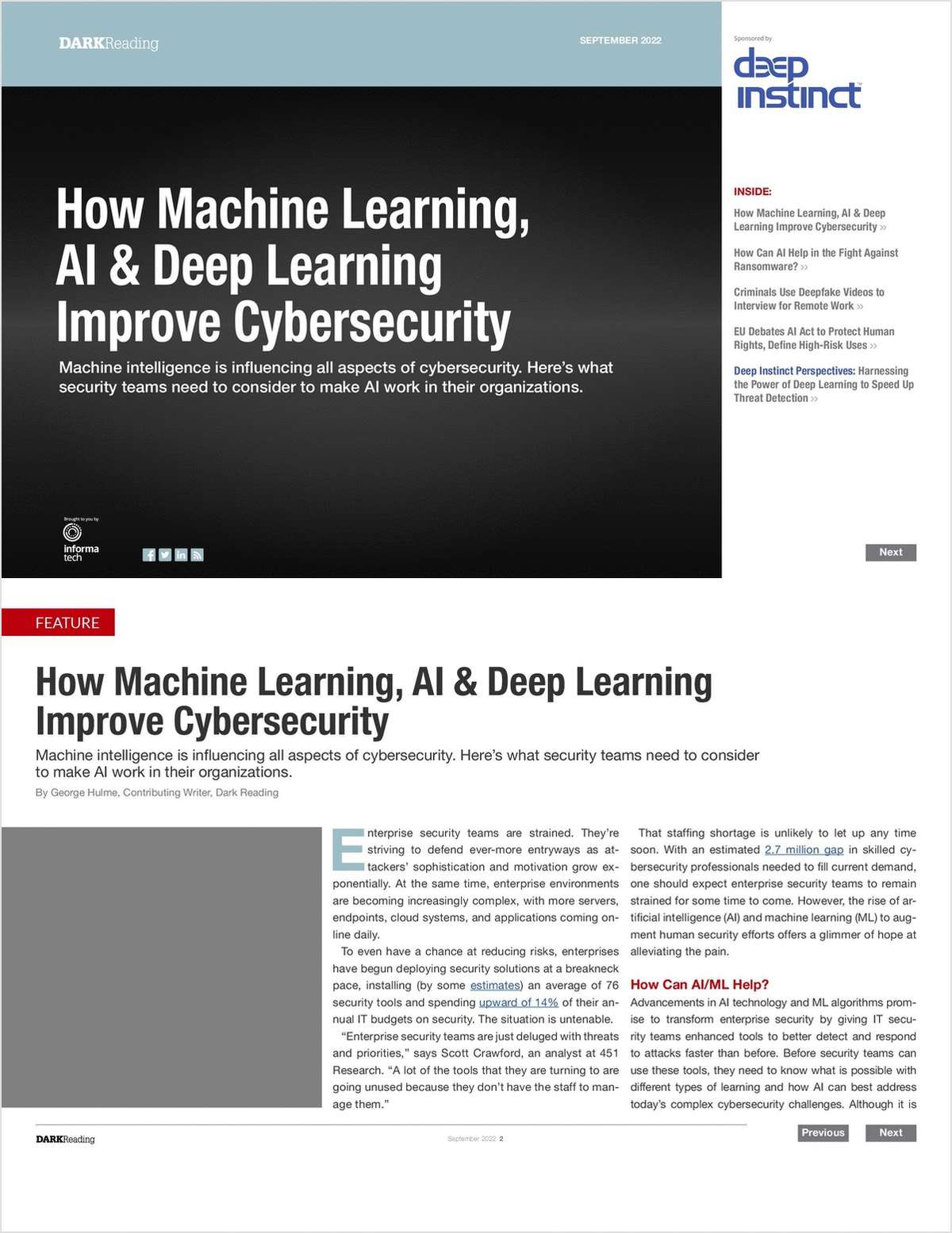 How Machine Learning, AI & Deep Learning Improve Cybersecurity