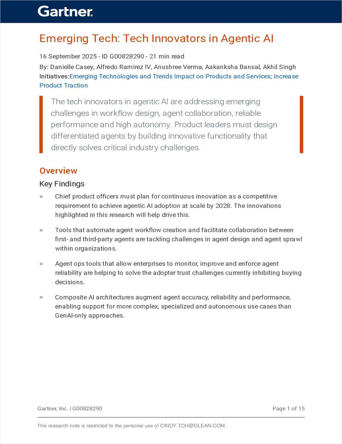 Gartner® Tech Innovators in Agentic AI Report