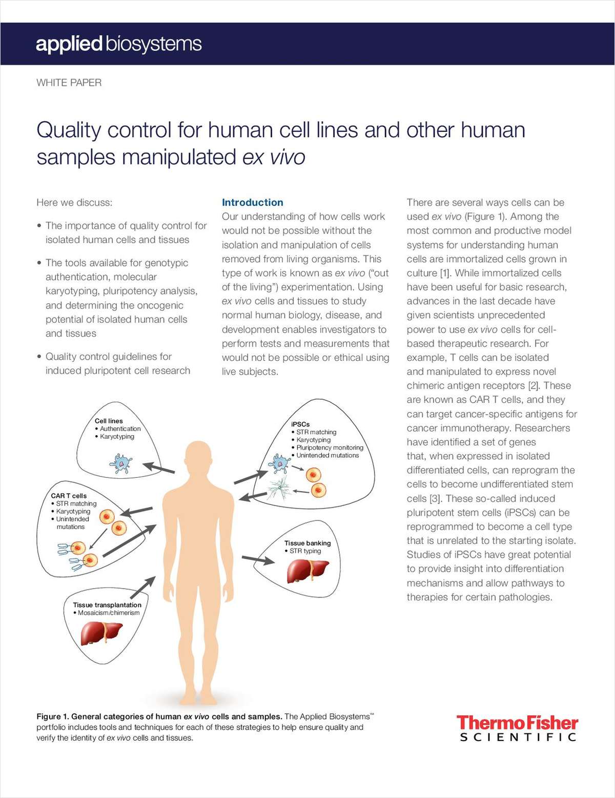 Quality Control for Human Cell Lines and Other Human Samples Manipulated Ex Vivo