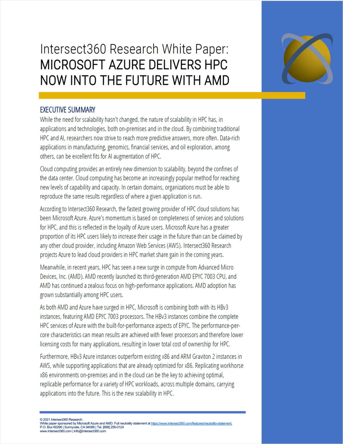 Intersect360 Research White Paper: Microsoft Azure Delivers HPC now into the Future with AMD