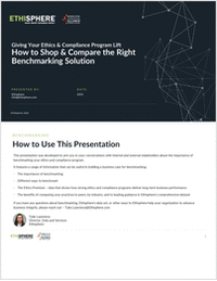 Giving Your Ethics & Compliance Program Lift: How to Shop & Compare the Right Benchmarking Solution