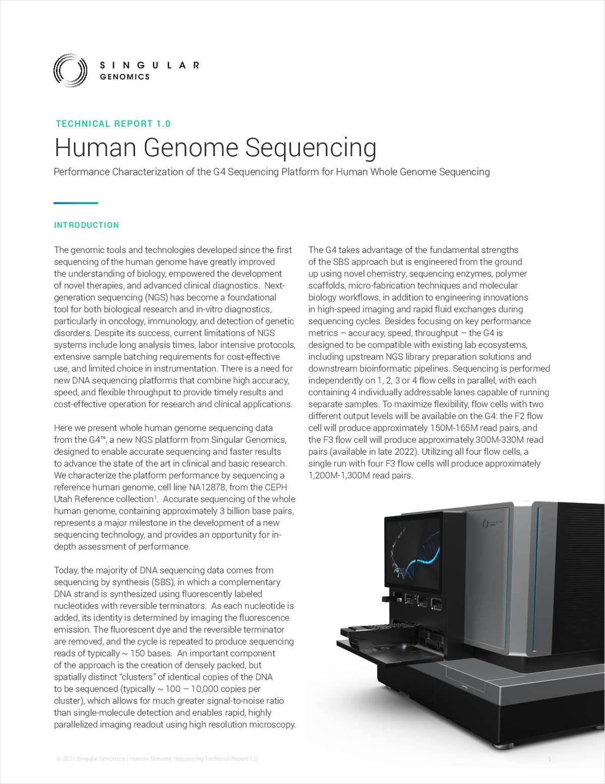 Performance Characterization of the G4 Sequencing Platform for Human Whole-Genome Sequencing