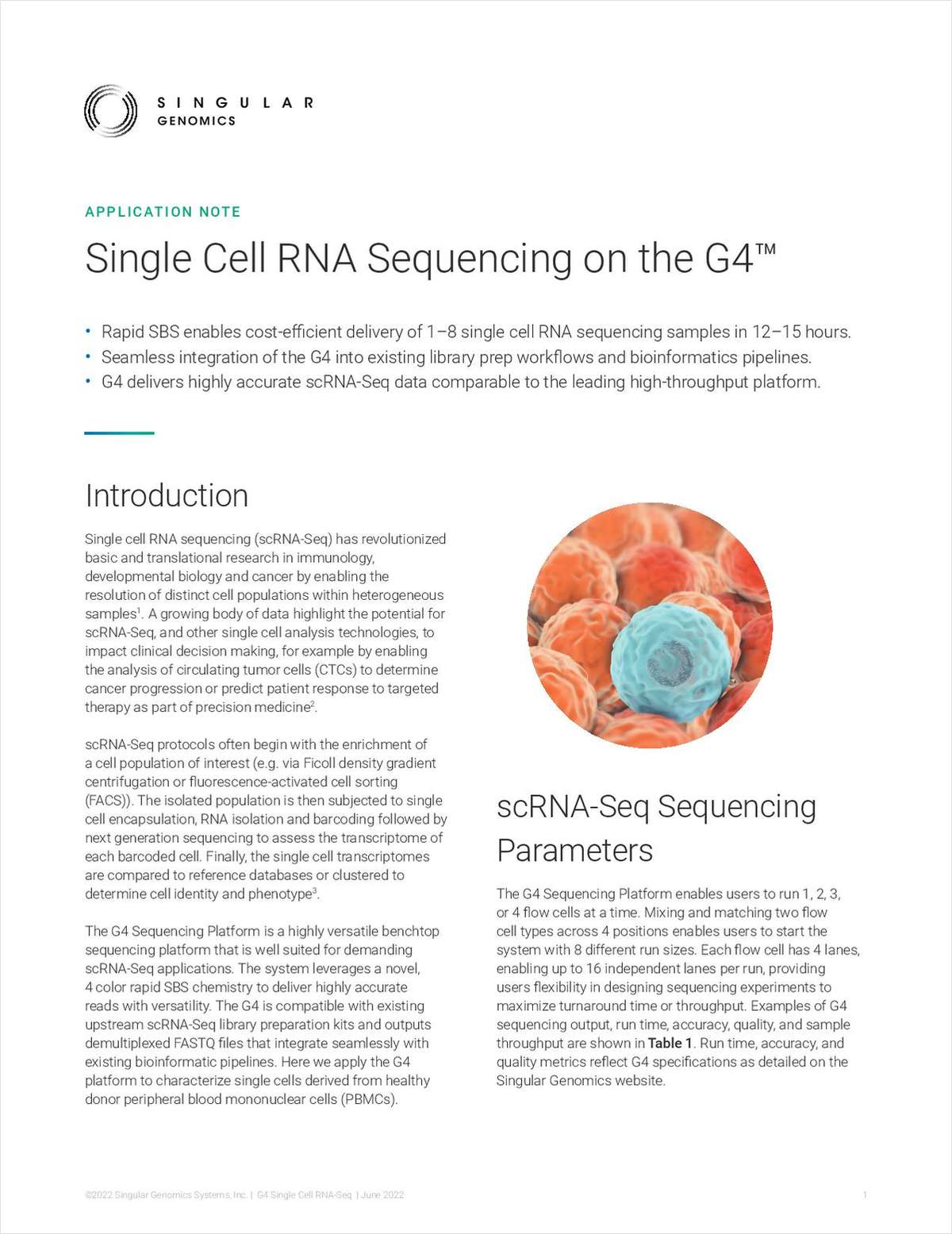 Single-Cell RNA Sequencing on the G4