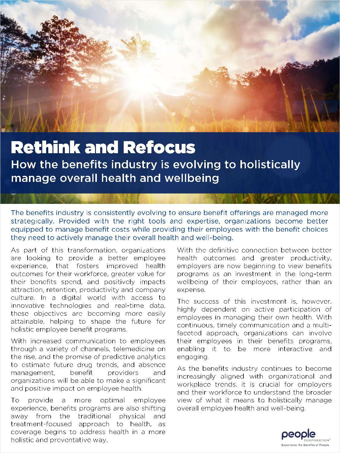 How the Benefits Industry is Evolving to Manage Overall Health and Wellbeing Holistically