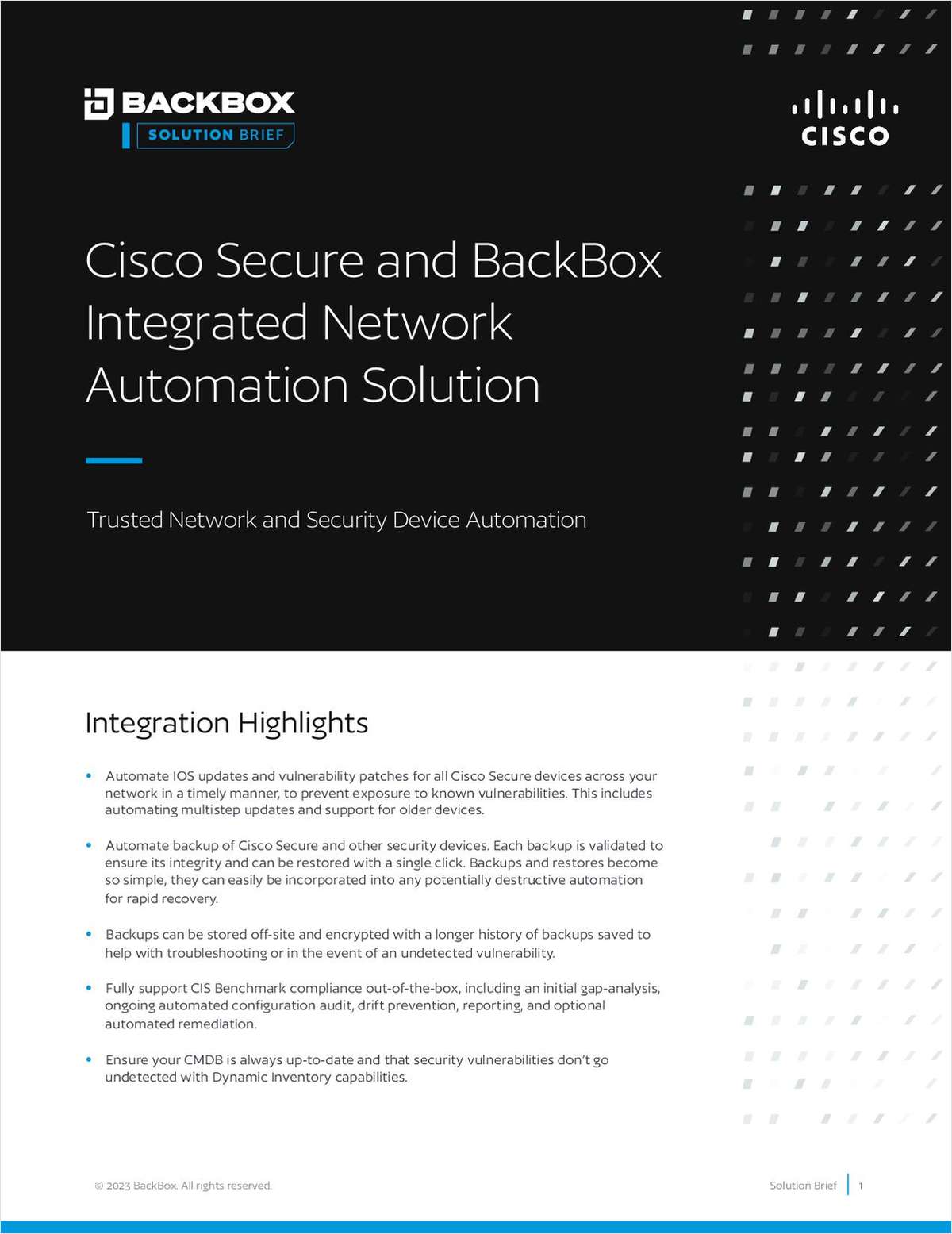 Cisco and BackBox Integrated Network Automation Solution