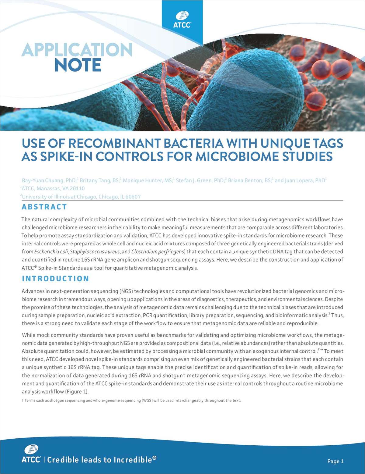 Use of Recombinant Bacteria with Unique Tags as Spike-In Controls for Microbiome Studies