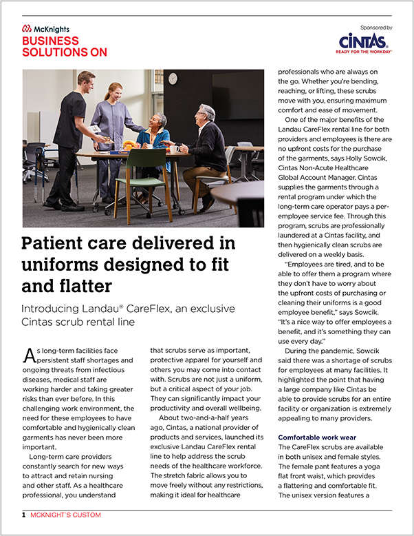 Patient care delivered in uniforms designed to fit and flatter