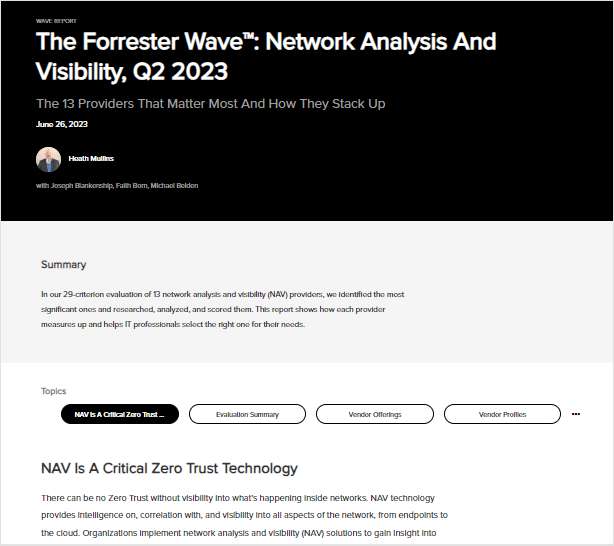 The Forrester Wave: Network Analysis And Visibility, Q2 2023