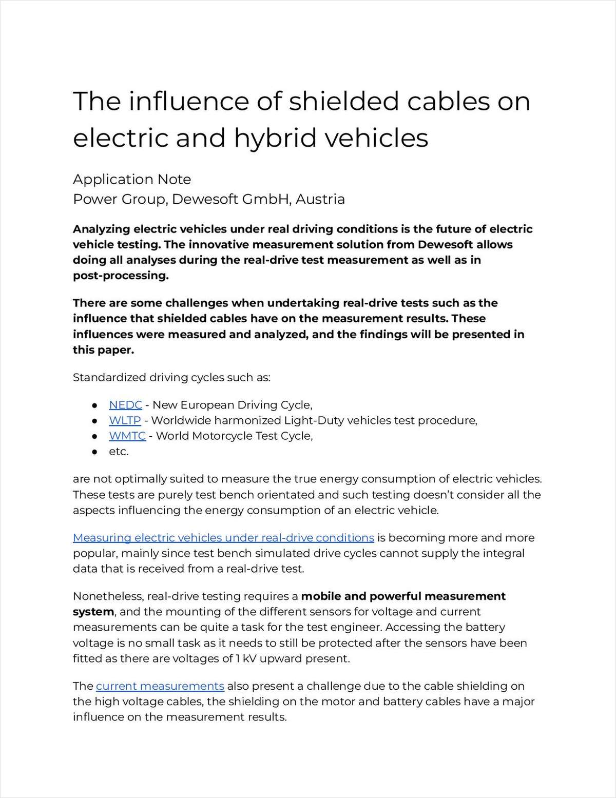The Influence of Shielded Cables on Electric and Hybrid Vehicles