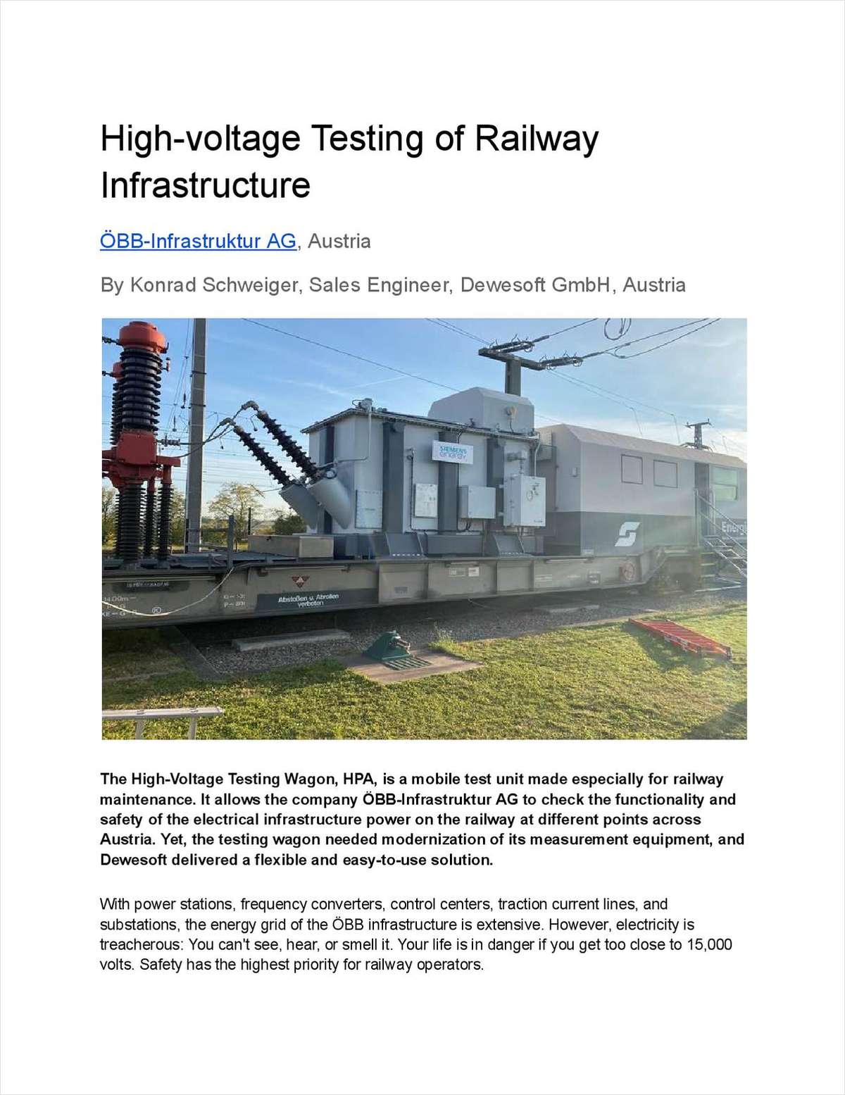 High-Voltage Testing of Railway Infrastructure