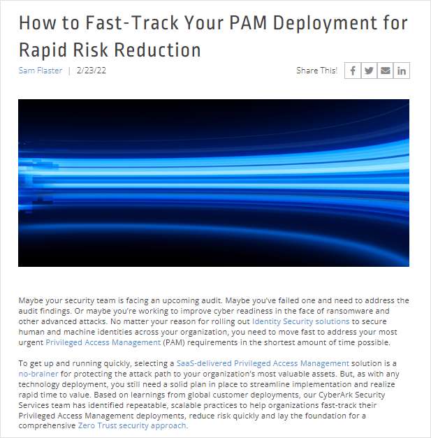 How To Fast-Track Your PAM Deployment for Rapid Risk Reduction