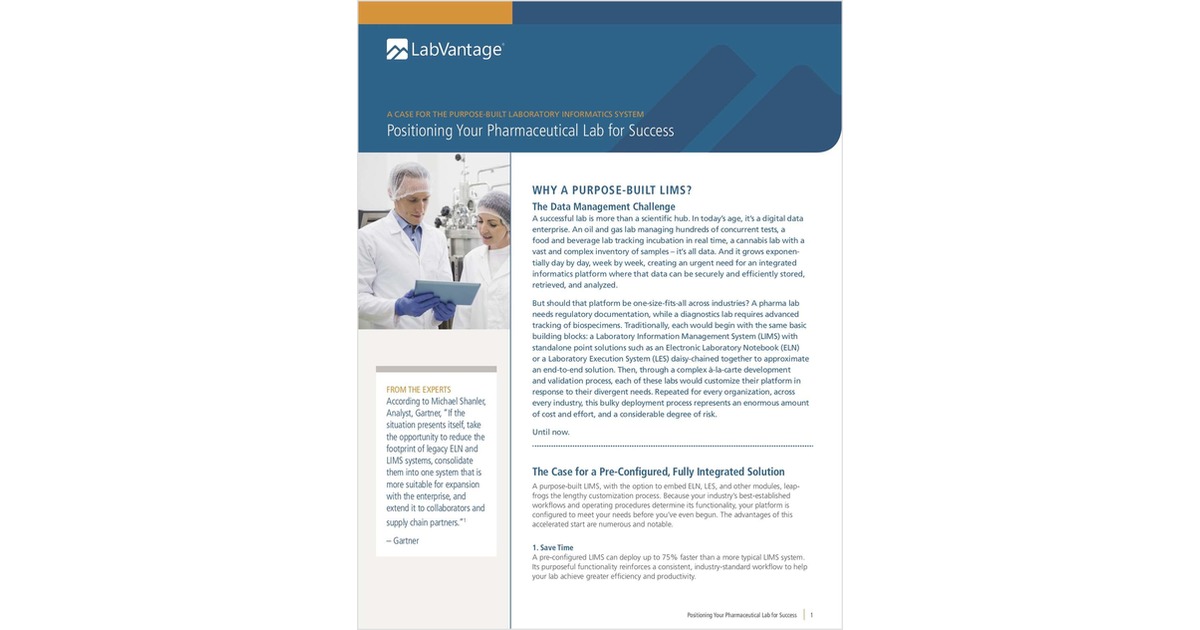 Position Your Pharmaceutical Lab for Success Free White Paper