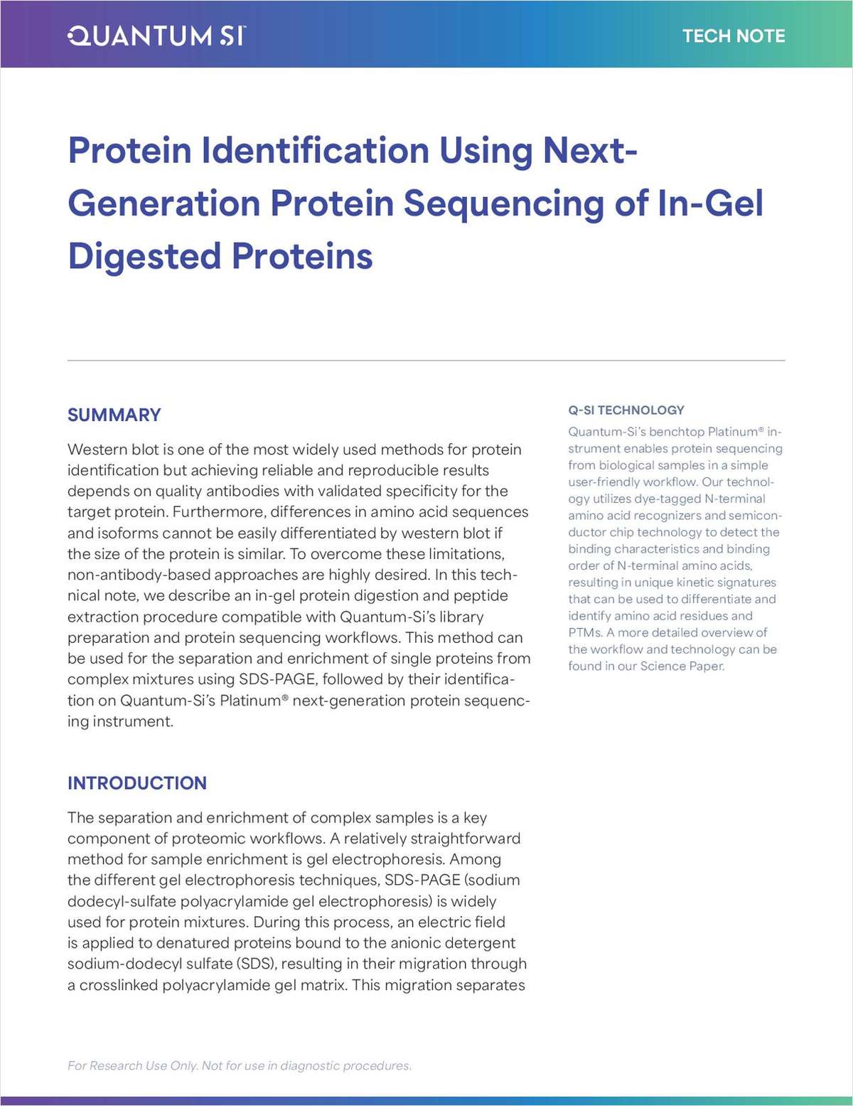 Protein Identification Using Next-Generation Protein Sequencing of In-Gel Digested Proteins