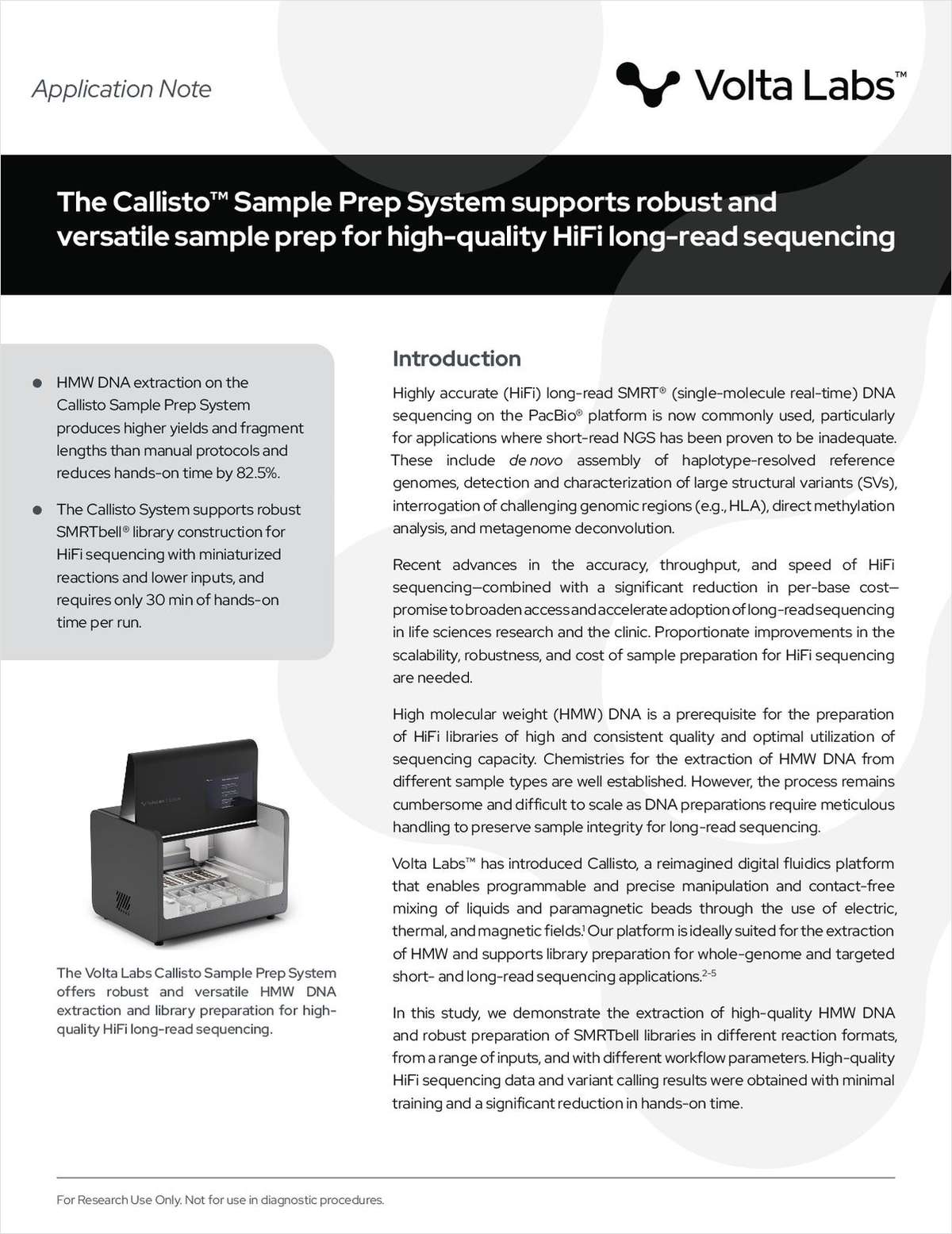 The Callisto Sample Prep System Supports Robust and Versatile Sample Prep for High-Quality HiFi Long-Read Sequencing