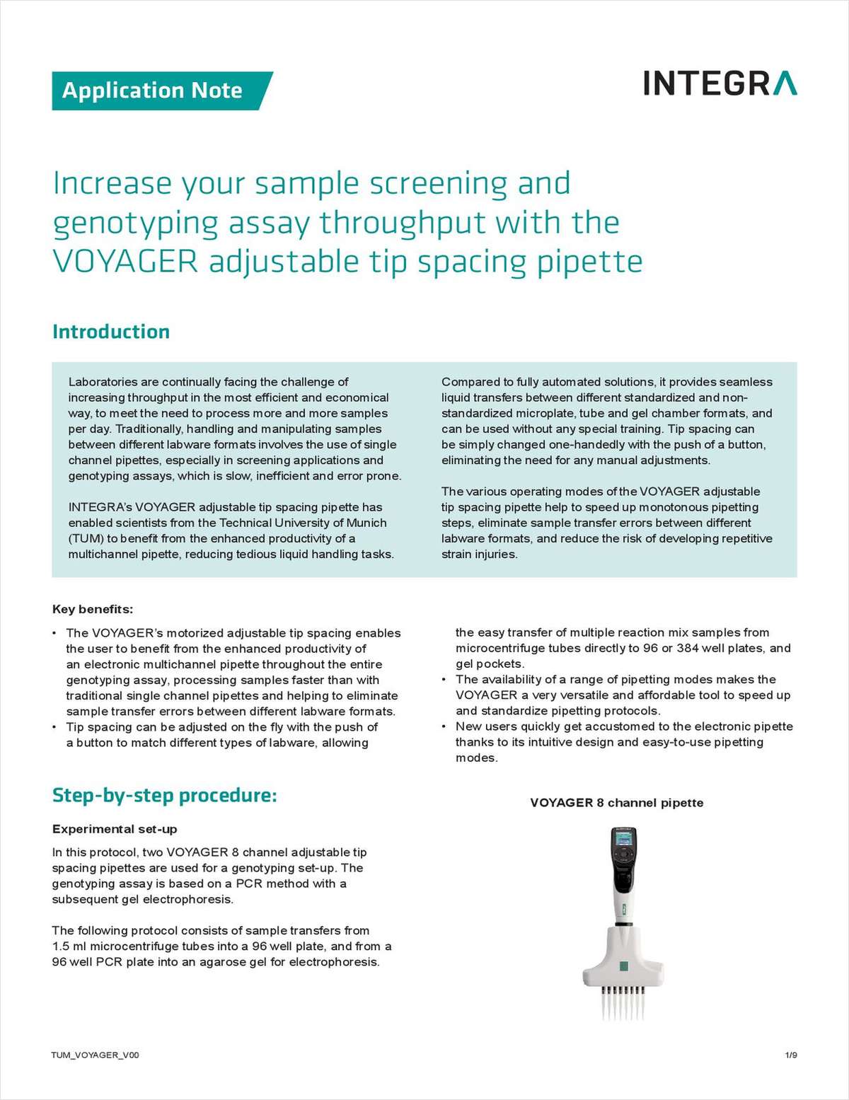 Increase Your Sample Screening and Genotyping Assay Throughput with the VOYAGER Adjustable Tip Spacing Pipette