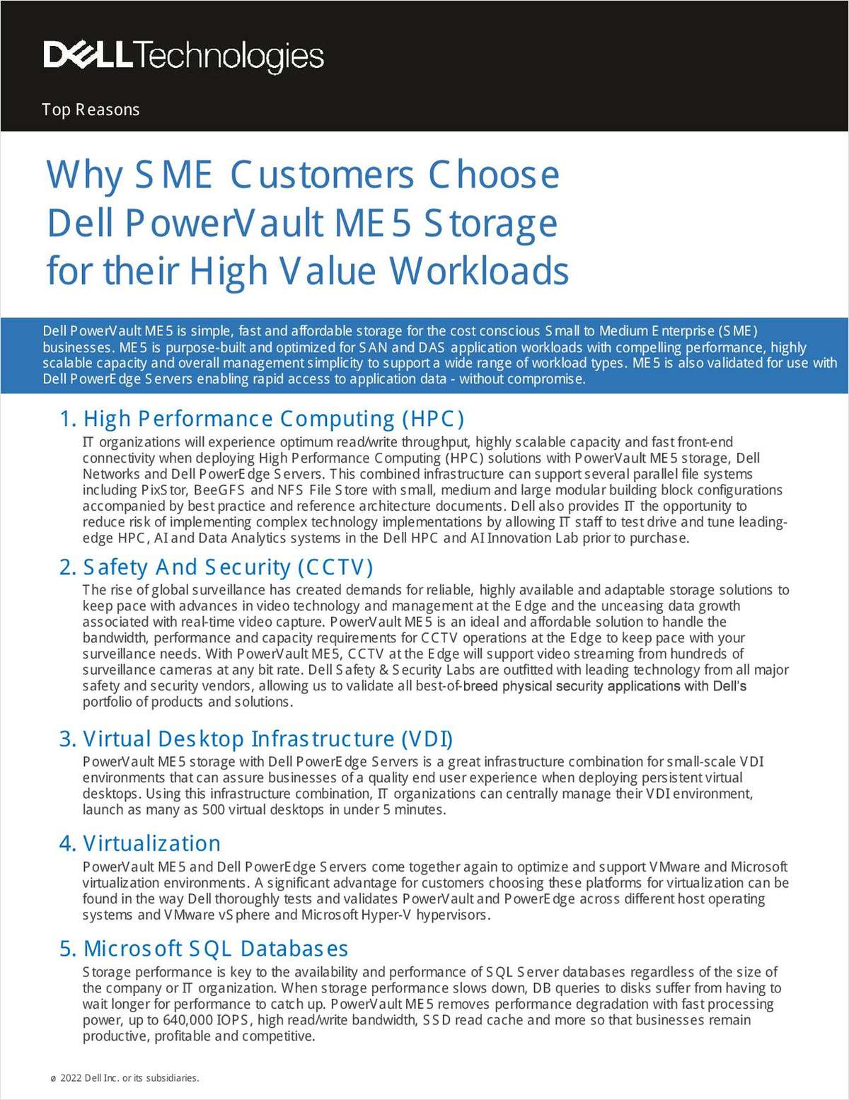 Why SME Customers Choose Dell PowerVault ME5 Storage for their High Value Workloads