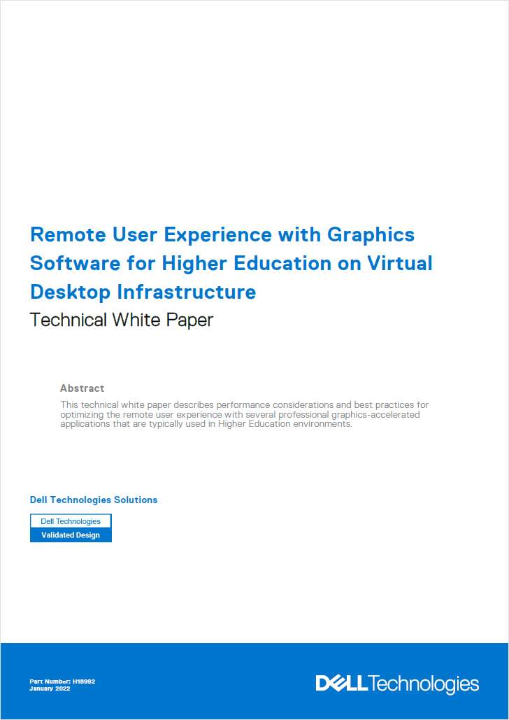 Remote User Experience with Graphics Software for Higher Education on Virtual Desktop Infrastructure