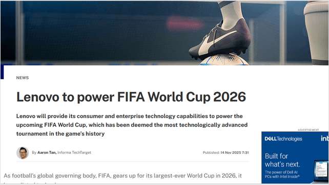Lenovo to power FIFA World Cup 2026