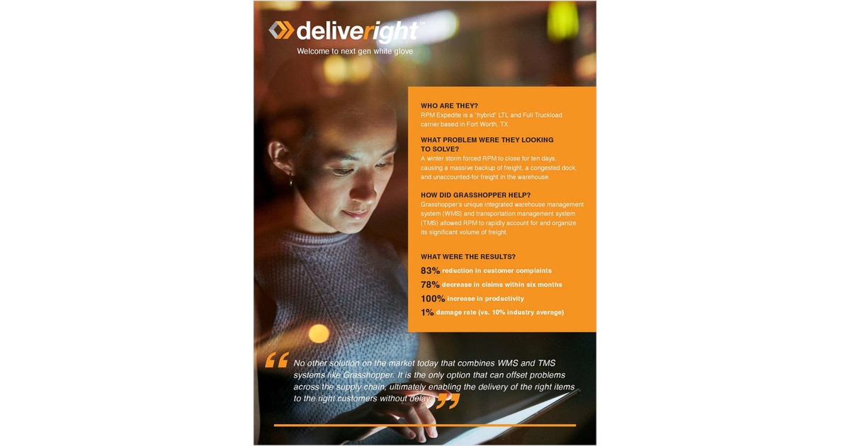 RPM Expedite Reduces Customer Service Calls by 83%; Doubles Productivity with Grasshopper Logistics Platform