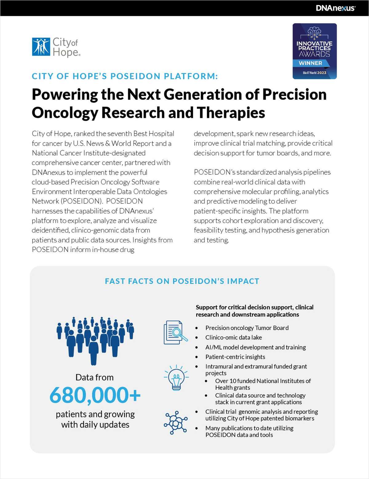 City of Hope's POSEIDON Platform: Powering the Next Generation of Precision Oncology Research and Therapies