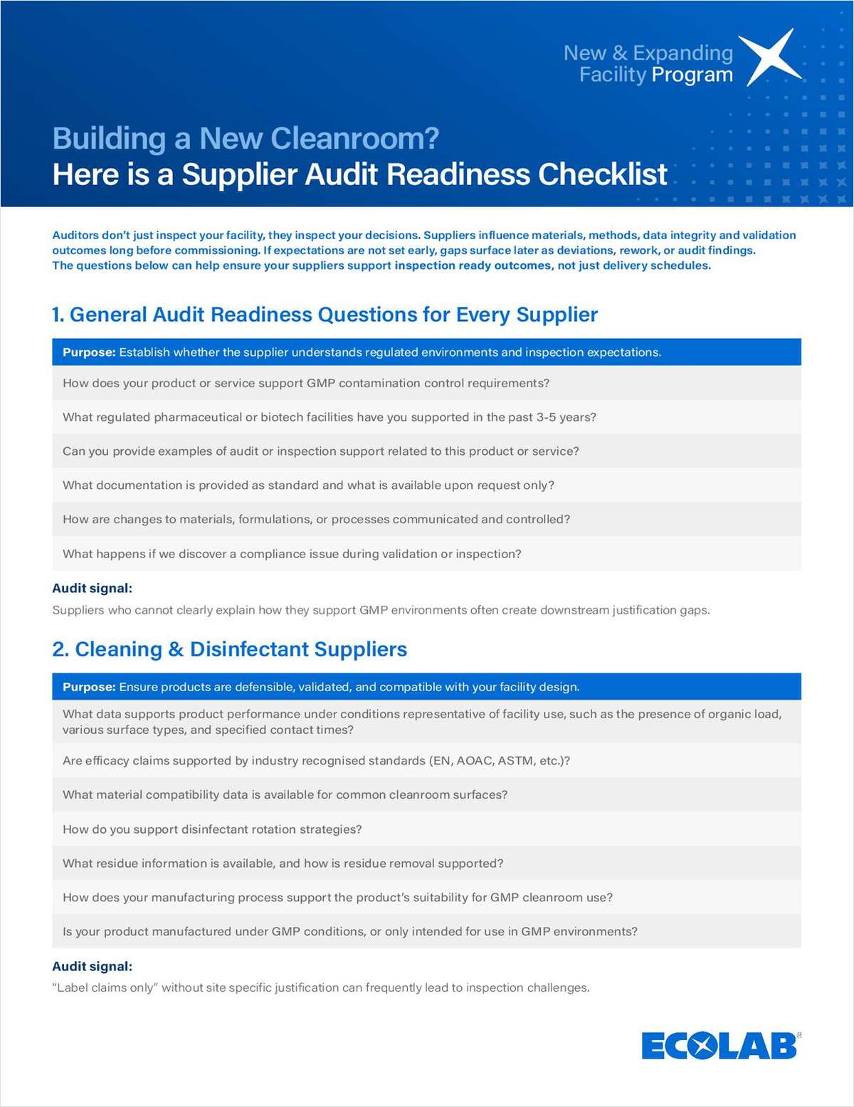 New & Expanding Facility Program