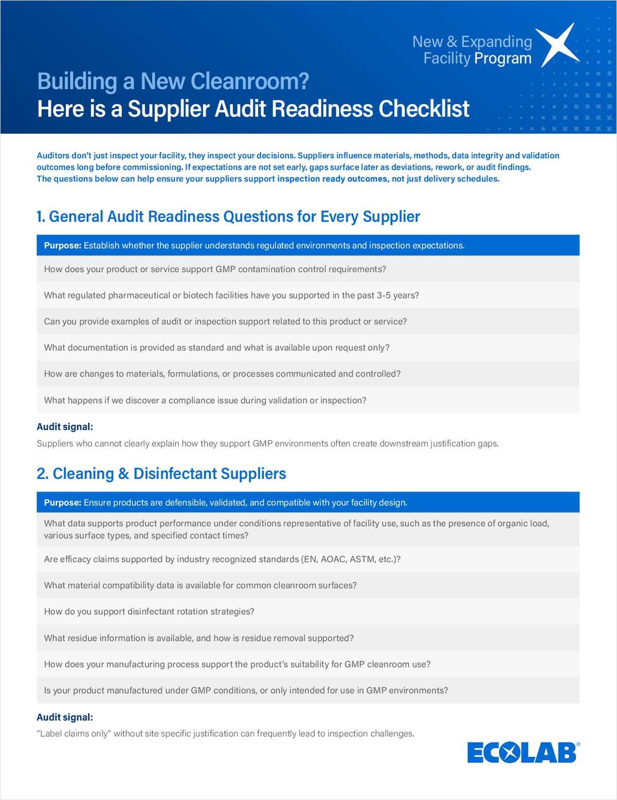 New & Expanding Facility Program