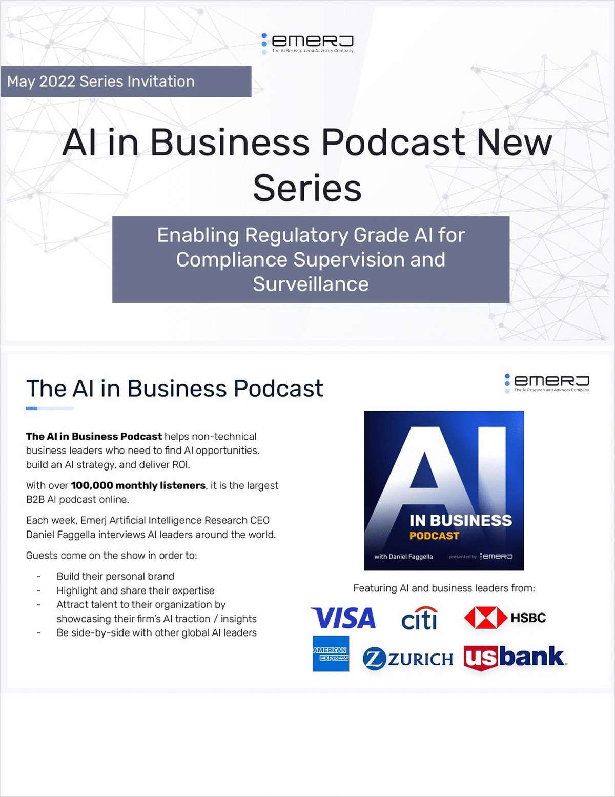 AI in Business Podcast Series Invitation - Enabling Regulatory Grade AI for Compliance Supervision and Surveillance
