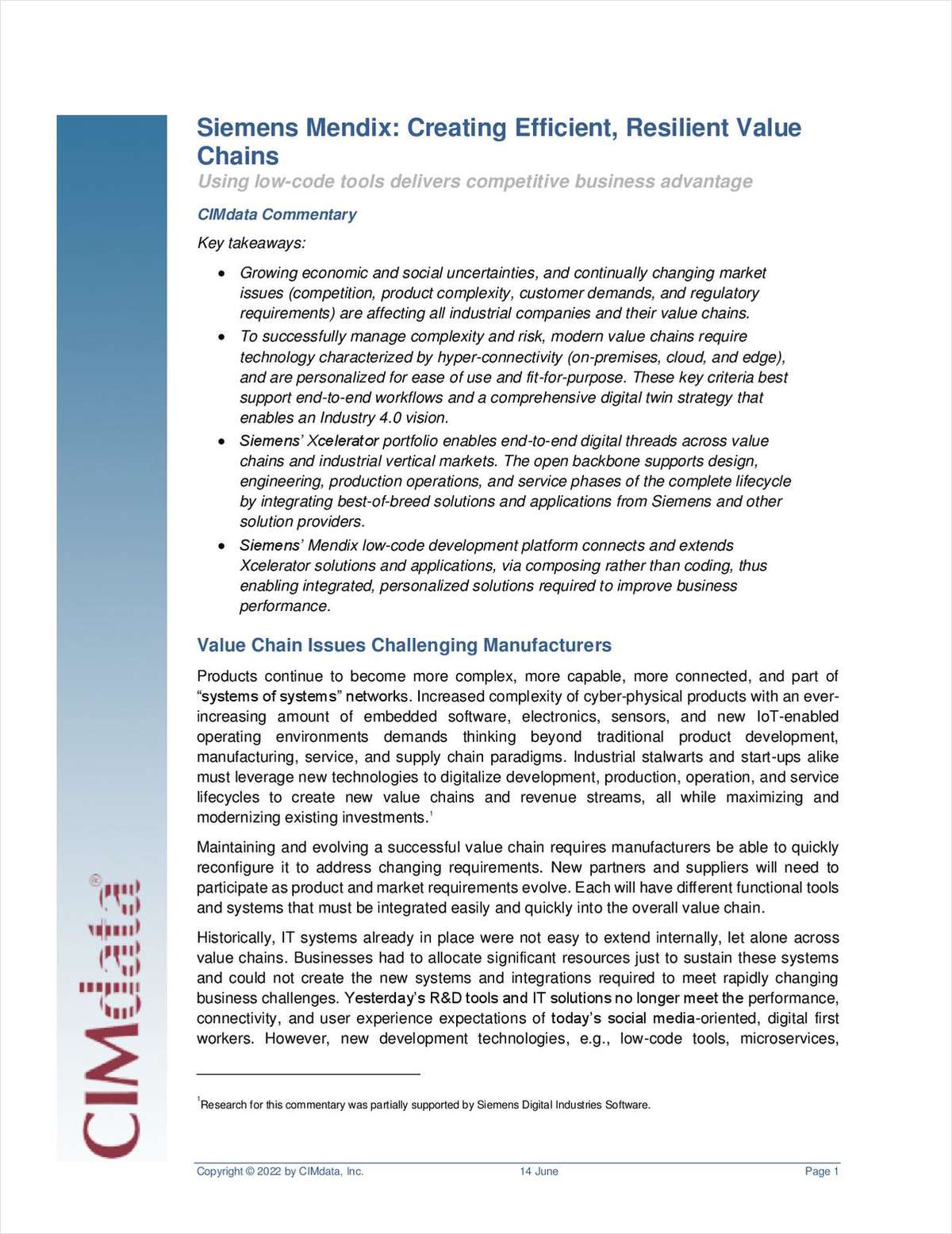 Siemens Mendix: Creating efficient, resilient value chains