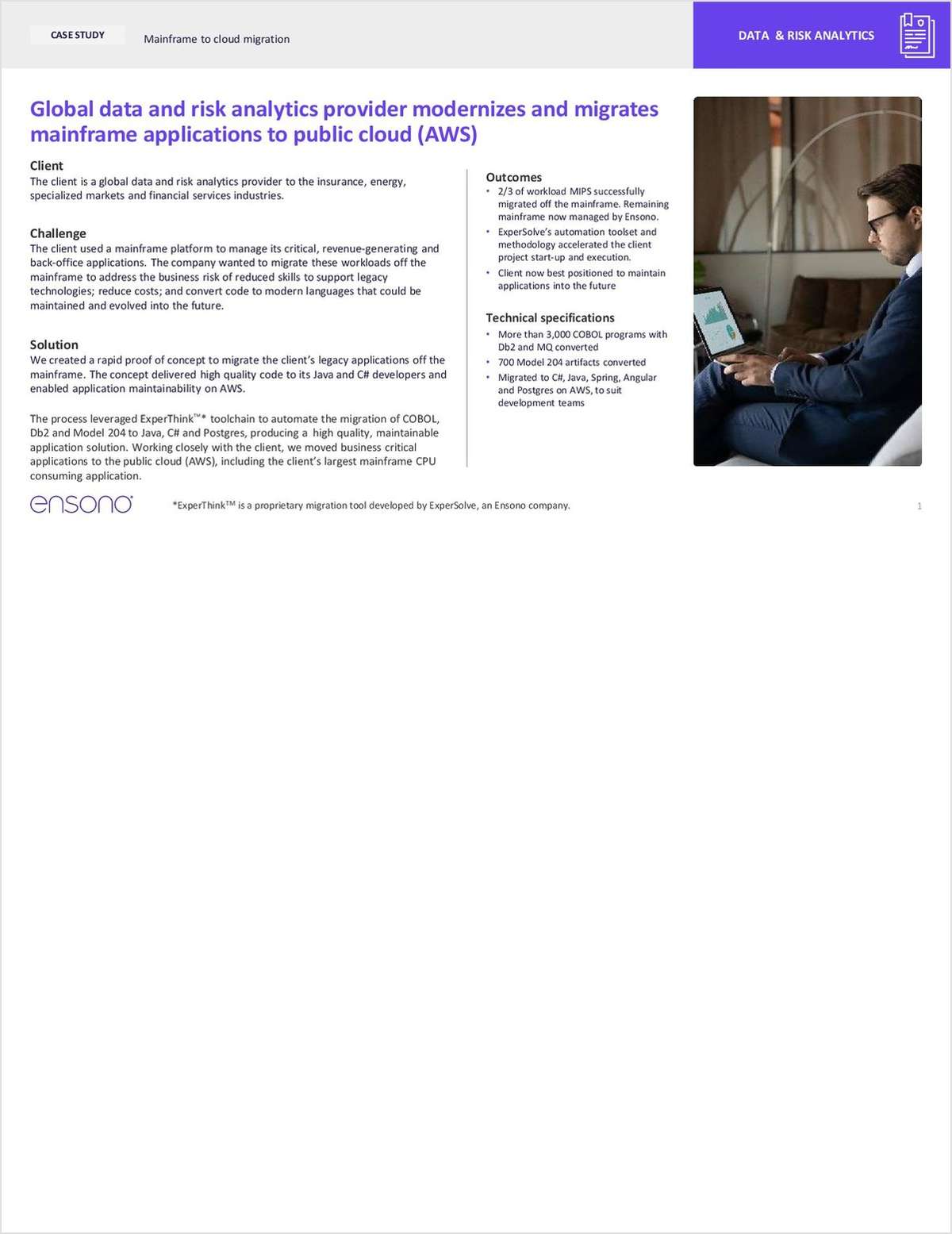 Global data and risk analytics provider modernizes and migrates mainframe applications to public cloud (AWS)