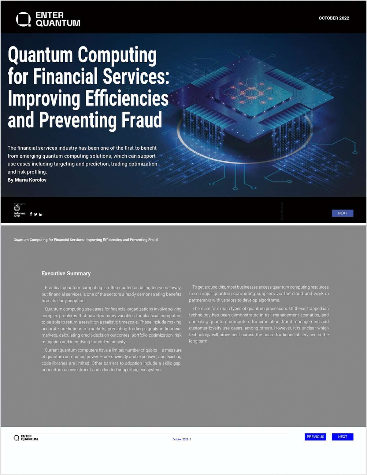 Quantum Computing for Financial Services: Improving Efficiencies and Preventing Fraud