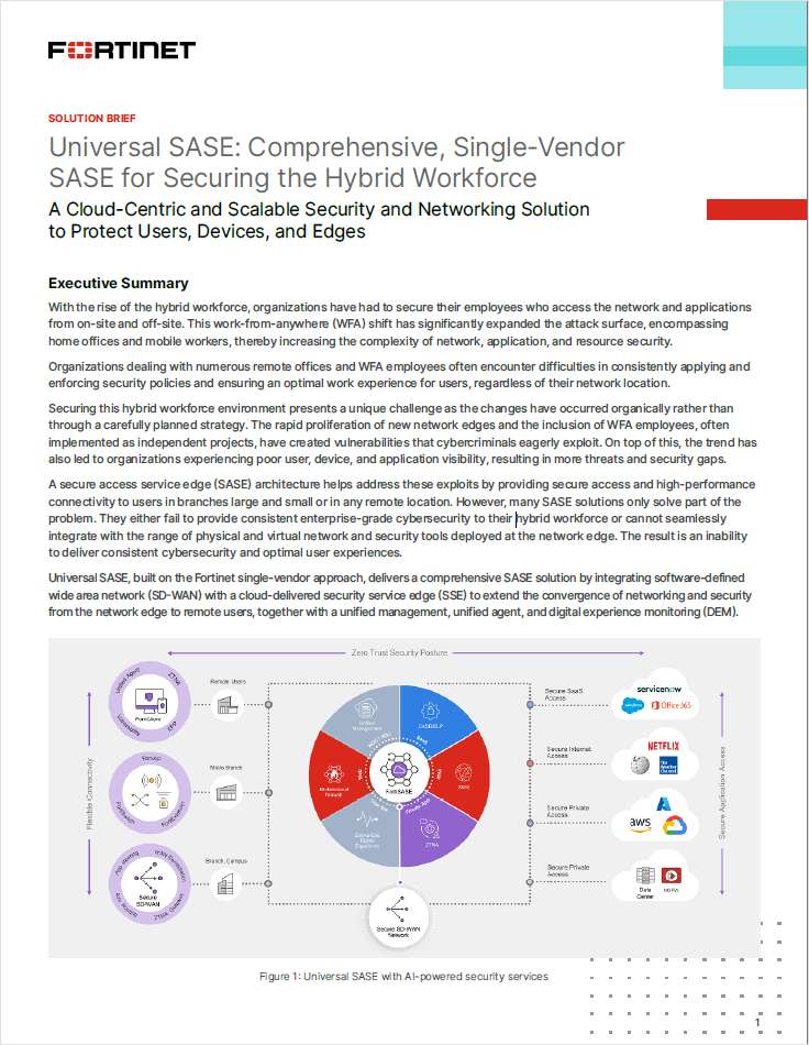 Universal SASE: Comprehensive, Single-Vendor SASE for Securing the Hybrid Workforce