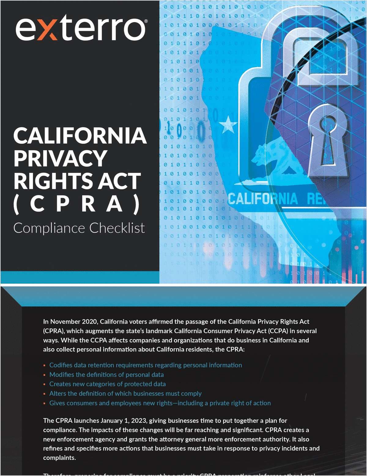 California Privacy Rights Act (CPRA) Compliance Checklist Free Checklist