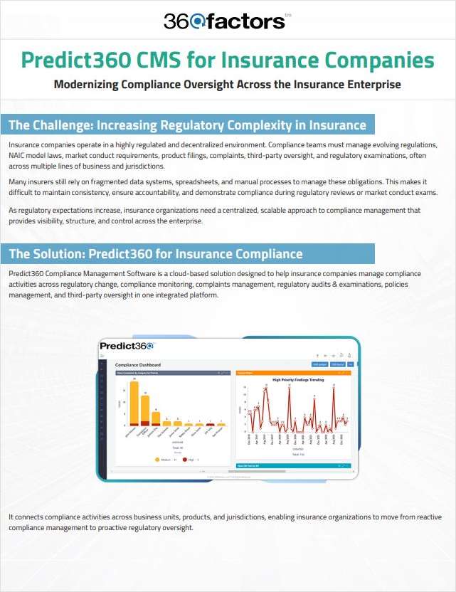 Predict360 Compliance Management System (CMS) for Insurance Companies