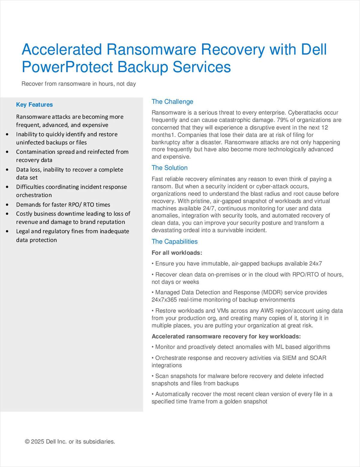 Accelerated Ransomware Recovery with Dell PowerProtect Backup Services