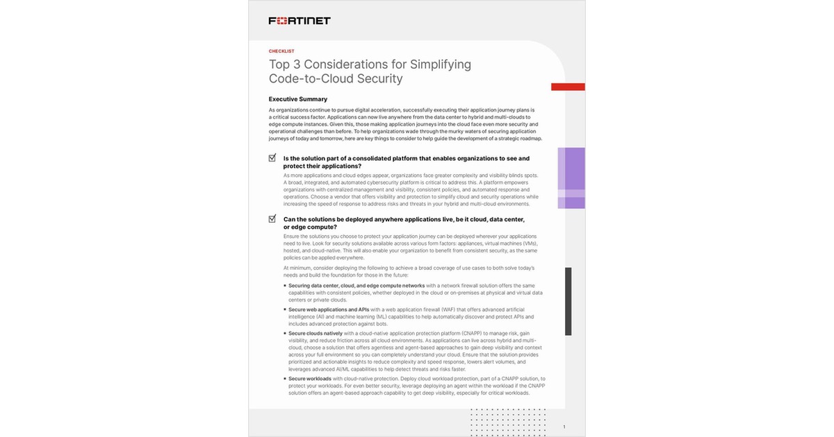 Top 3 Considerations for Simplifying Code to Cloud Security