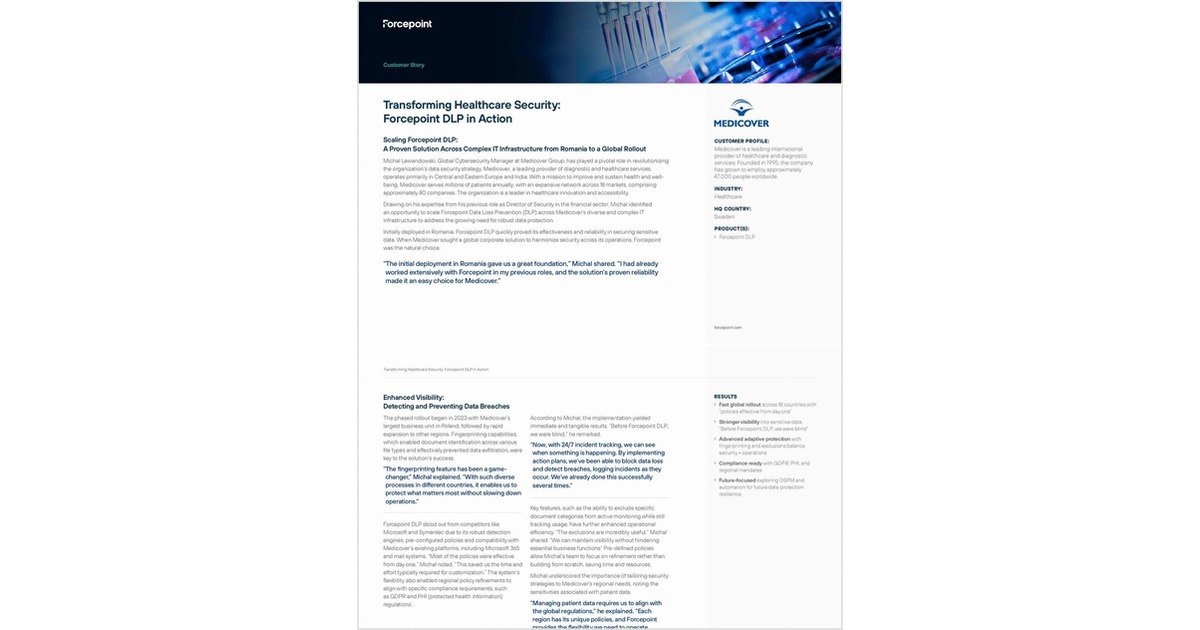 Transforming Healthcare Security: Forcepoint DLP in Action