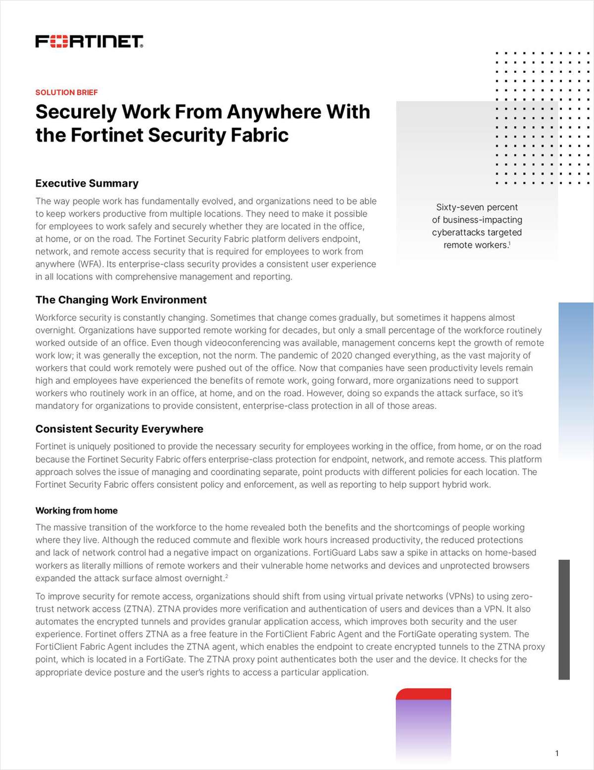 Securely Work From Anywhere With the Fortinet Security Fabric