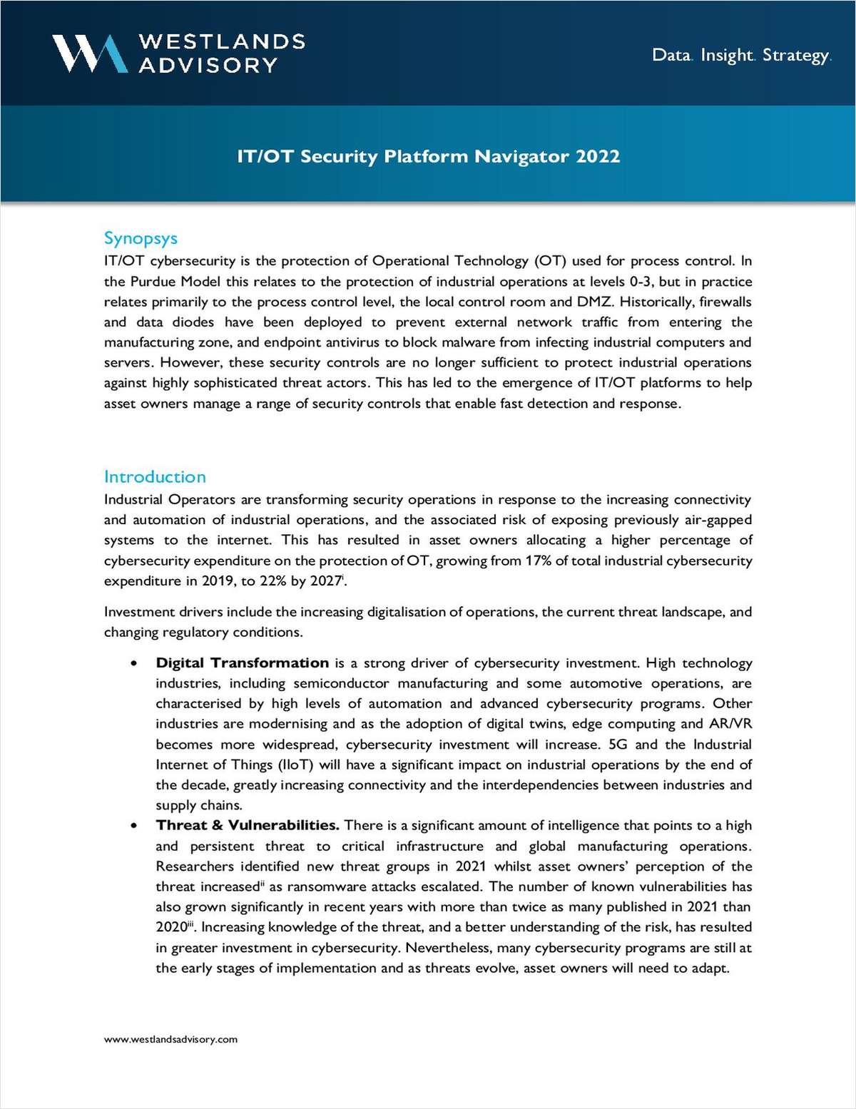 IT/OT Security Platform Navigator 2022