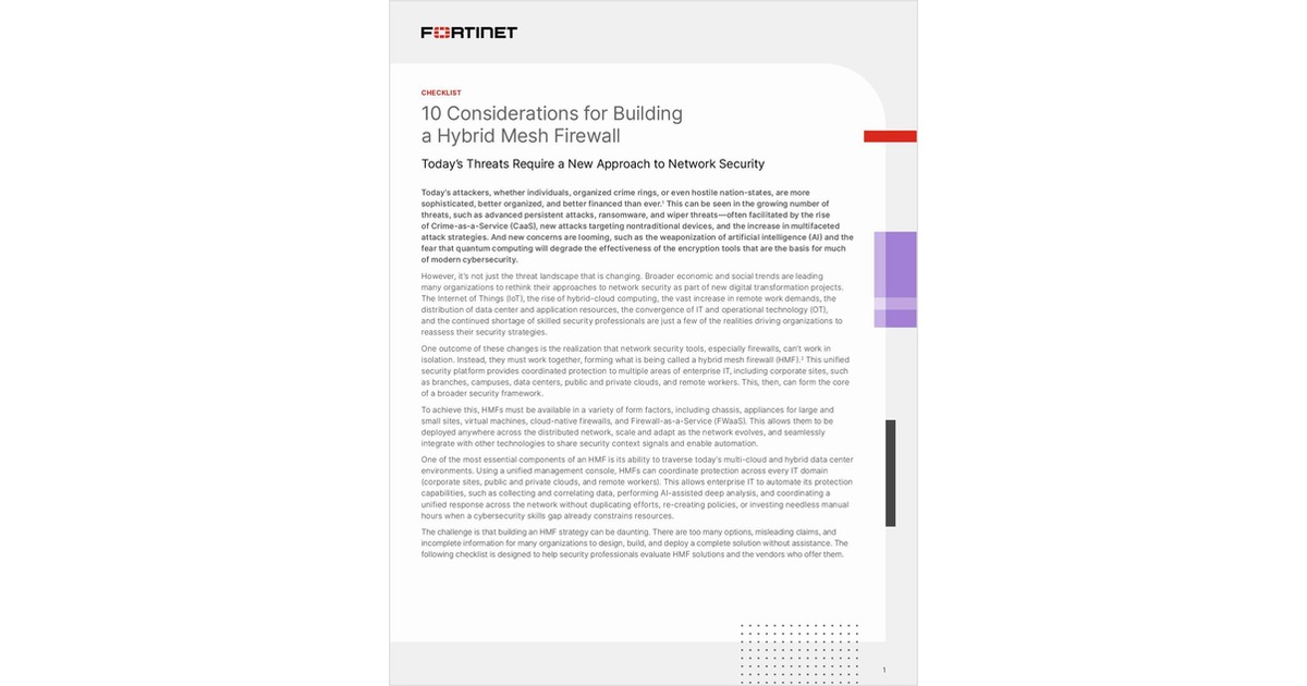 10 Considerations to Building Hybrid Mesh Firewall Free White Paper - Vimarsana News