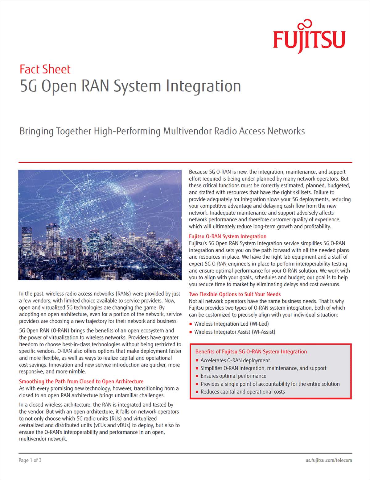 Fujitsu 5G Open RAN Systems Integration