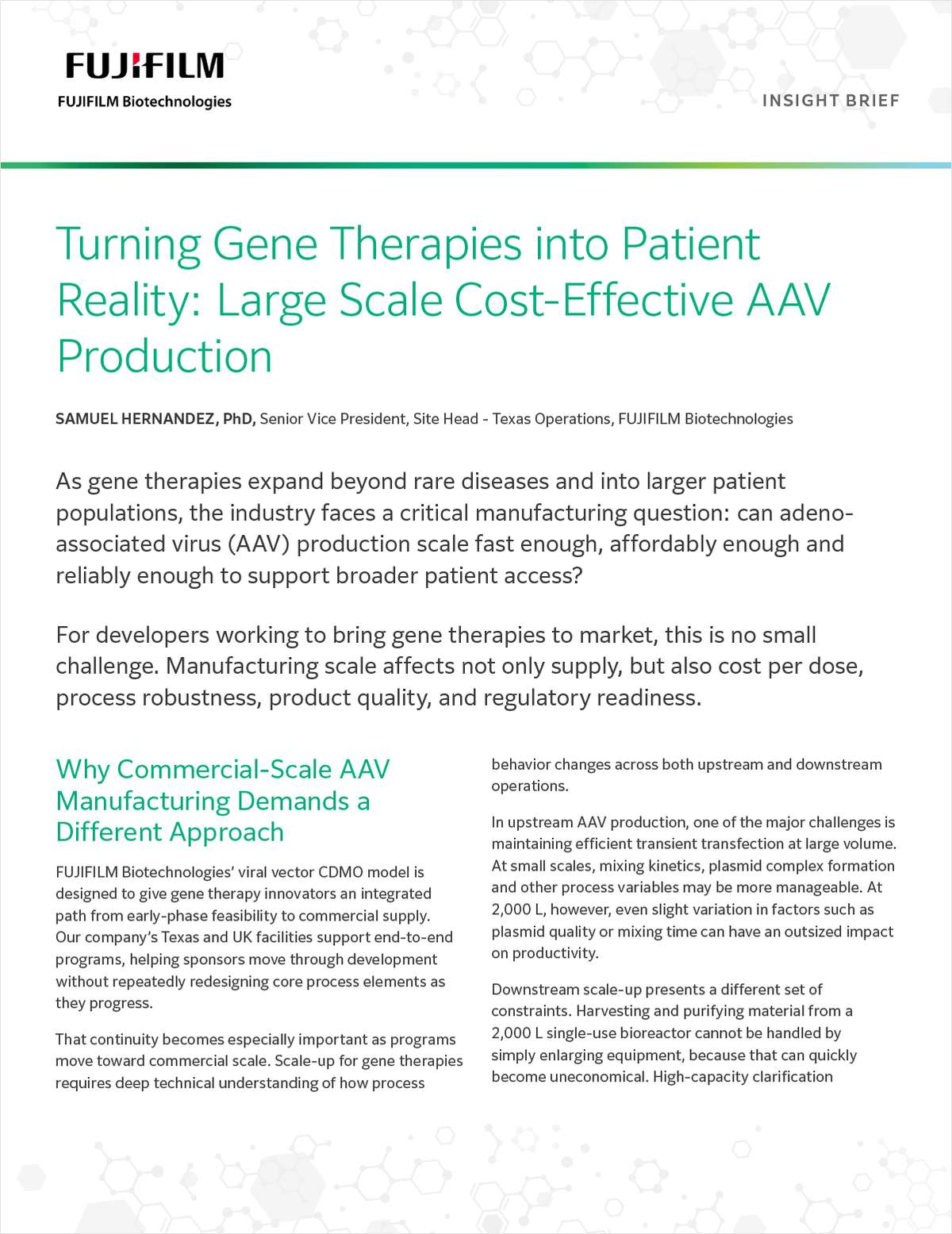 Turning Gene Therapies into Patient Reality: Large Scale Cost-Effective AAV Production cover